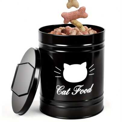 Pet Food Storage Bin With Lid Creative Portable Metal Food Container For Dogs  Cats