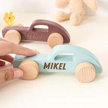 1 szt. Spersonalizowany drewniany samochodzik, mały samochodzik z napędem bezwładnościowym w stylu vintage, możliwość personalizacji imienia, drewniany samochodzik, list dla przyjaciół, krewnych, dzieci - Wielokolorowe - Zobacz 10