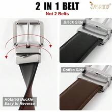 Reversible Leather Belt For Men Casual Dress Belt Dual Sides Adjustable Waistband For Formal And Informal Wear - B-cà phê/Đen - Xem 2