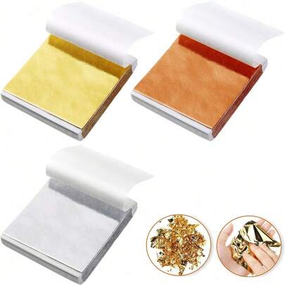 24K Edible Gold Foil Gold Leaf Sheets For Cake Decoration Steak Gold Paper Gold Flake Cooking Drink Food Dessert Gold Leaf