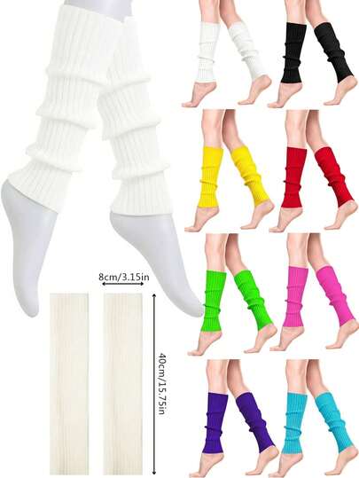 1 Pair Women's Warm Leg Warmers, Women's Holiday Party Socks, Christmas Holiday Costumes, Yoga Socks Accessories, Knitted Pilates Socks, Party Socks, Sports & Fitness Dopamine Candy Colored Leg Warmers, Dance Leggings, Ballet Warmer Socks, Padded Leggings Calf Socks, Stockings