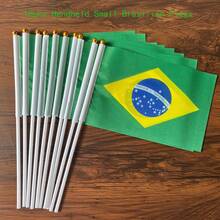 Brasilianische Flagge, kleine handgehaltene brasilianische Flaggen, 5,5*8,2 Zoll/20 Stück/20 Fuß brasilianische Fahnenkette, brasilianische Fensterfahne, für Fußballsport, Gartendekoration