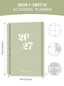 BUBU 1 件 2026-2027 年每周和每月计划笔记本，螺旋装订每日计划学术预约簿，适用于家庭、学校和办公室使用的生产力组织者，A5 尺寸，返校用品 - 彩色 - 查看 6