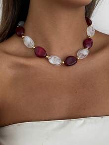 1pc Bohemian Asymmetrical Beaded Pendant Necklace With Geometric, Water Drop, Sunflower, Flame, Heart Elements, Elegant Luxury Jewelry For Wedding, Party, Vacation, Daily Casual, Street Snap, Women & Couples, Holiday & Birthday Gift