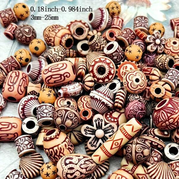 110g/30g Vintage-Inspired Mixed Acrylic Beads - Large Hole, Unique Shapes For Diy Jewelry Making & Braids Beads For Jewelry Making Glass Beads For Jewelry Making