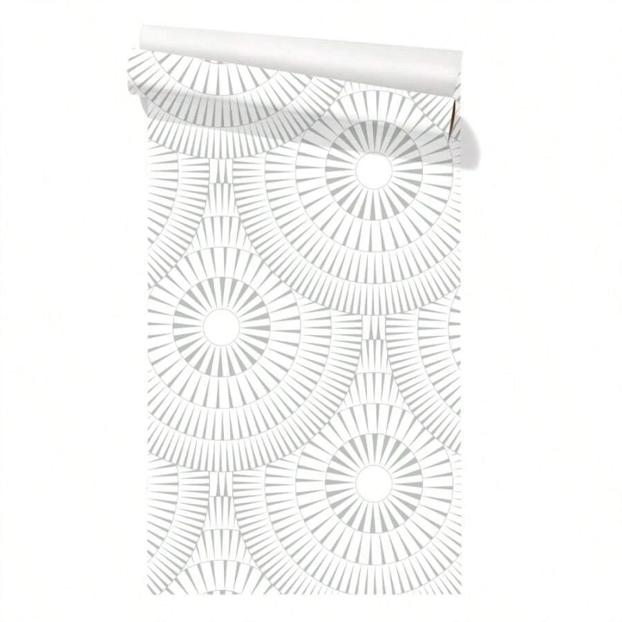 1 Roll, Simple Style White Background Geometric Pattern Self-Adhesive Wallpaper, Waterproof And Durable, Easy To Peel And Paste, Detachable Wallpaper, Suitable For Home Decoration, Kitchen, Living Room, Bedroom, TV Background Wall, Furniture Cabinet, Drawer Lining, Artistic Decoration Wallpaper Wall Paper Wall Stickers Room Decor Wall Decor Wallpaper Peel And Stick Bathroom Decor