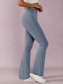 NcmRyu 1 Stück Modische, minimalistische nahtlose elastische Sporthose für Damen, einfarbige, lässige, vielseitige formende und hebende Bootcut Sporthose, geeignet für Yoga, Tanz, Fitness, Lauftights