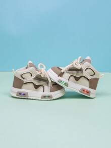 Mid-Top Fashion Comfortable Leather Sports Shoes With LED Lights, Suitable For Boys & Girls, Casual, Shock-Absorbing, Non-Slip, Outdoor Running & Walking Shoes, Autumn/Winter