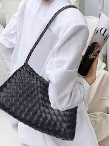 1 pieza Conjunto de bolso de hombro tejido vintage + bolsa con cordón, Juego de bolso de estilo artístico hecho a mano, Nuevo nicho de verano Versátil bolso de hombro/axila tejido a mano, Adecuado para uso diario, compras, viajes, vacaciones