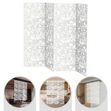 12-Piece Hanging Folding Screen Set With Intricate Carved Design - Lightweight PP Partition Panels For Room Division And Decorative Display - Versatile Modular Screen System For Events And Home Organization - White - View 2