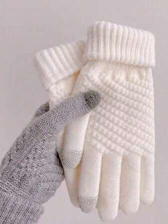 男女通用冬季手套（1/2/3双装） - 升级版触屏指尖设计，保暖针织手套，适合寒冷天气。跑步和驾驶 - 时尚加厚、柔软亲肤舒适的雪尼尔手套，加厚袖口，适合寒冷天气，是圣诞节或情人节的完美礼物。