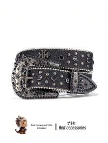 Luxurious Rhinestone Cross Metal Alloy Waist Belt, Unisex Punk Style Fashion Waist Belt, Cowboy Clothing Accessory - Multicolor - View 17