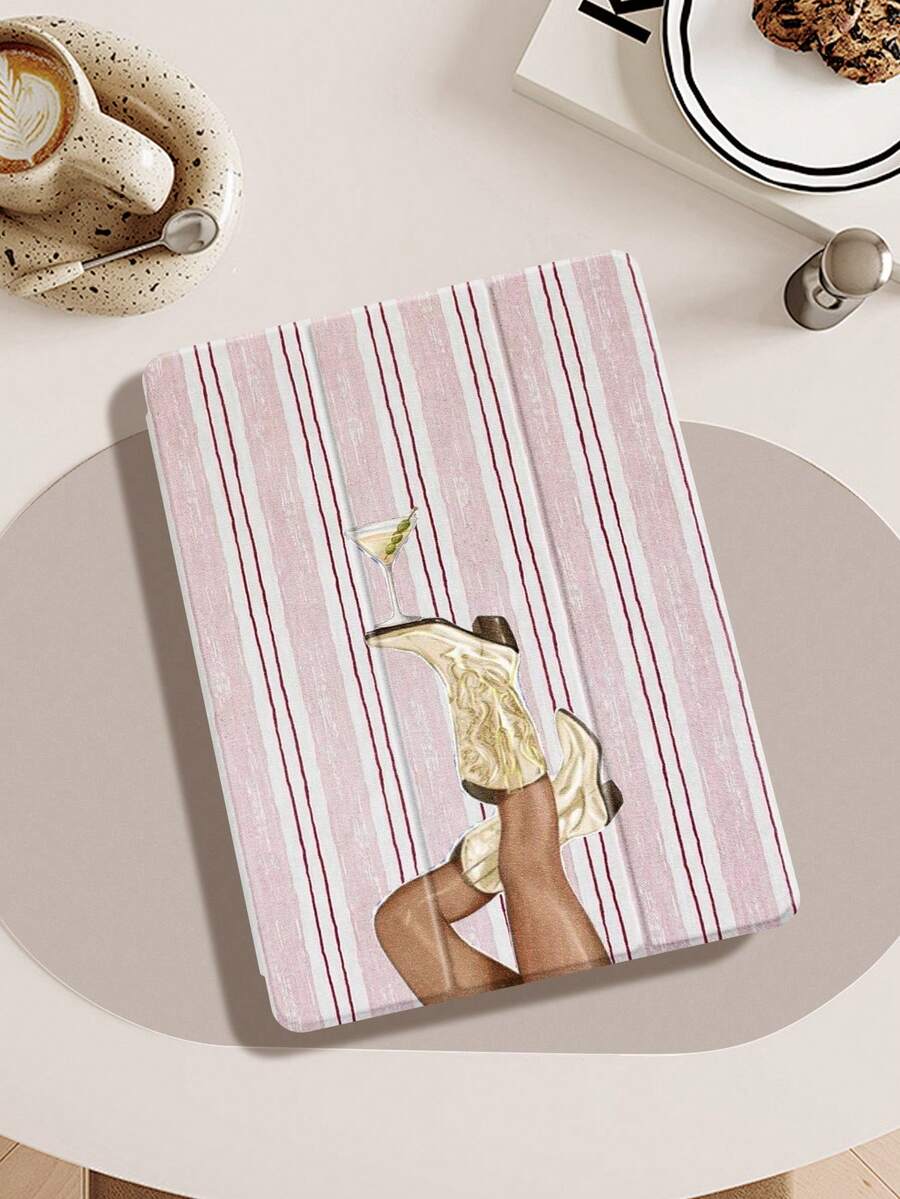 Western Cowboy Striped IPad Case, Compatible With IPad Air 4/5 (10.9 Inch), IPad 7/8/9 (10.2 Inch), Tab S6 (10.4 Inch), Tab A7 Lite (8.7 Inch), Stylish Leather Protective Cover, Great Gift For Back To School, Valentine's Day, New Year - Multicolor - View 1
