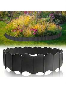 20 Peças Borda de Jardim, Borda de Paisagismo Plástica Sem Escavação, Cerca de Jardim com Estacas de Borda, Borda de Jardim Intercalada para Canteiro de Flores Paisagismo Pátio