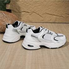 American Retro Contrast Color Running Shoes, Mesh Breathable, Thick Bottom Cushioning, Campus, Street, Daily Wear Template, Running Shoes To Grasp The Relaxation Feeling, 5cm High Casual Shoes,Popular Women's Casual Sports Shoes, Comfortable And Breathable, Non-Slip And Wear-Resistant, Light Foot Feel And Effective Shock Absorption Performance, Reducing The Pressure On The Feet When Walking. Suitable For Travel, Sports, Shopping And Walking. - 藍色 - 查看 6