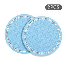1 pieza/2 piezas posavasos para portavasos de coche, posavasos brillante para insertar portavasos, posavasos universales antideslizantes para automóviles incrustados en adornos, accesorios de automóvil interno, alfombrilla de silicona de 7 cm/2,75 pulgadas, lote de almohadillas de goma redondas de cristal suave con pedrería para bebidas automotrices, accesorios de automóvil interno - Talla única - Ver 22