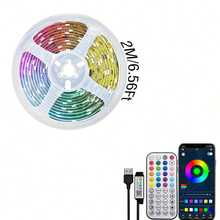 1pc 1-20M LED Strip Light, Bluetooth Smart App Control Music Sync Color Changing, RGB LED Strip With Remote, 44-Key Remote And App Controlled Smart LED Light Strips, RGB Color Changing Music Sync LED Rope Lights, Bedroom Smart Rope Lights, Suitable For Bedroom, Room, Home Decor, Party Holiday LED Lights, Living Room, Christmas Party, Wedding Decoration