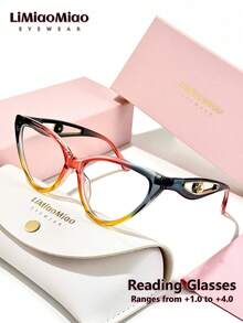 LiMiaoMiao 1pc Cat Eye Vintage Reading Glasses, Multi-Color, Clear Lens, Computer/Reading Glasses, Magnification +1.0 To +3.5, With Case & Cloth, Suitable As Holiday Gift - 透明 - 查看 34