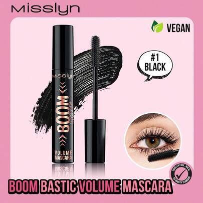  Misslyn Boombastic Mascara, Black, Volumizing & Lengthening, Washable, Buildable, Easy To Remove, Easy To Wash Off, Creates Fanned Out Voluminous Lashes, Vegan Formula, Y2K Style Makeup, Suitable For Parties, Beach, Travel, Vacation, Camping, Outdoor Activities, Gifts, Rosy Fashionista, New Year, Cosmetics, Cosplay, Best Travel, Holidays, Colorful, Campus, School Charm, Chinese New Year, Valentine's Day Gifts, Vegan, Cruelty-Free