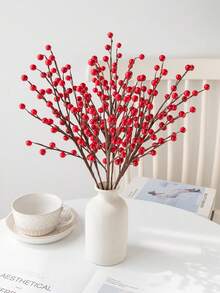 1/3/5/150 pièces Tiges de baies rouges de Noël de 41 cm, branches de baies bordeaux artificielles, fausses baies pour la décoration de Noël, du Nouvel An, de la maison, d'artisanat DIY, de la pièce, de l'automne, de l'hiver, d'Halloween, de Noël, d'anniversaire