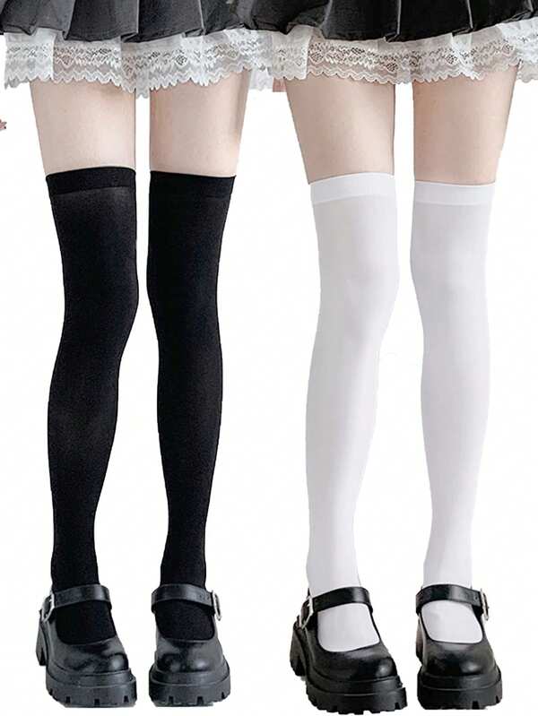 1/2/3 Pairs Velvet Over-The-Knee Socks, Slimming Mid-Calf Socks, Decorative Thigh High Socks, Outdoor High Tube Socks, JK School Girl Style, Sports Socks, Suitable For Daily Wear All Year Round