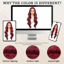 DZfirst Halloween Burgundy Body Wave Lace Wig 13x4 HD Lace Front Wig Pre-Plucked Long 26inch Lace Front Wigs Synthetic Wear And Go Lace Front Wigs Daily Use - Burgundy - View 8