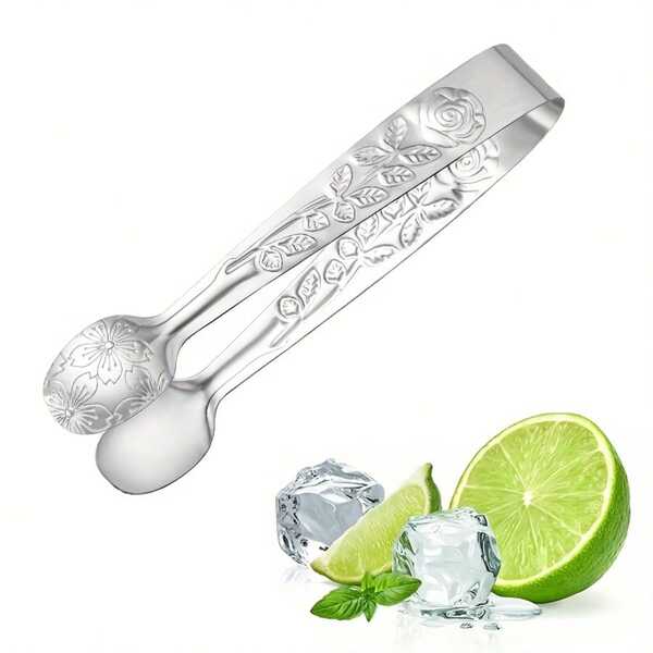 3pcs Mini Stainless Steel Tea Clips, Suitable For Multifunctional Kitchen Utensils Such As Plates, Cooking, Snacks, Ice Cubes, Fruits, Candies, And Coated Foods. Durable Silver Shiny Small Ice Clips, Small Rose Ice Clips, Stainless Steel Mini Food Clips