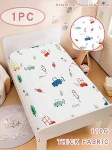 1PC Cute Cartoon Car Print Crib Sheet - Soft Little Driver Bed Cover Best Birthday Gift For Boys & Girls - Multicolor - View 1