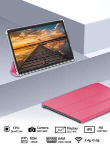 Relndoo 2025 TopS 10-Inch Android 15 Tablet, (6GB+20GB) RAM +128GB ROM, RK3562 Quad-Core 2.0GHz, 1280*800px HD Touchscreen, 6000mAh High-Capacity Battery, 802.11n Wifi6 2.4g/5g, 2MP+8MP Dual Camera, Support 1TB SD Expansion, For Online Courses, Novels, Reading, Swiping Videos, Designing Paintings(No Adapter)-Pink