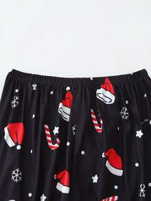 [Dreamery]Christmas Print Women Long Sleeve Pajama Set, Fall Winter Clothes - Black - View 7