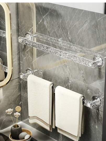 1 szt. Przezroczysty plastikowy drążek na ręczniki, wieszak na ręczniki bez wiercenia, wieszak na ręczniki, wieszak ścienny na ręczniki, wieszak na kapcie łazienkowe, stojak na buty łazienkowe i prysznicowe, wystrój łazienki, artykuły łazienkowe, akcesoria łazienkowe, niezbędne na Boże Narodzenie i Halloween