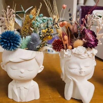 Molde de arcilla DIY, molde de figurita de niño y niña de medio Body, molde de jarrón para decoración del hogar, molde de maceta para suculentas, molde de portavelas, molde de decoración de muebles, para resina, hormigón, cemento, manualidades con arcilla