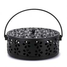 Soporte de metal con asa de estilo retro para espiral antimosquitos de hierro fundido - Quemador de incienso portátil, adecuado para decoración del hogar y campamento al aire libre