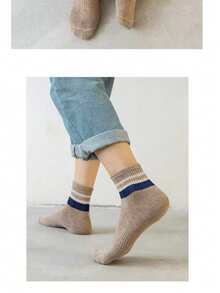 10 أزواج من جوارب الكاحل المخططة المتنوعة للرجال، قابلة للتنفس ومريحة للخريف/الشتاء