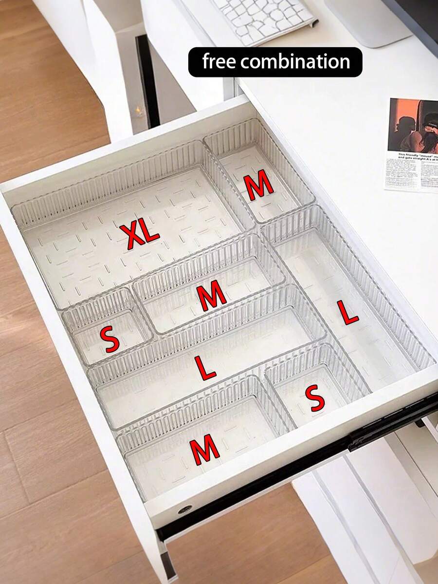 2pcs/5pcs/6pcs/7pcs Clear Acrylic Makeup Organizer Drawers, Vanity Organizer Boxes For Skincare, Perfume, Lipstick, Eyebrow Pencil Storage, Christmas Gift, Stackable Combination For Vanity Decor