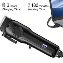 Black Cordless Electric Hair Clipper For Men, USB Rechargeable Grooming Kit With Hair Trimmer, Beard Trimmer And Edger - Perfect Gift For Father's Day