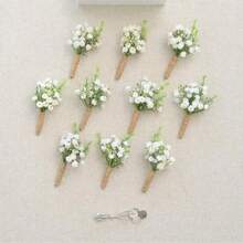 Boutonniere With Pins For Men, Groomsmen Guest Boutonniere, Artificial Flowers For Wedding Decor/Prom/Homecoming,Etc.Rose Boutonnieres For Men Wedding For Groom Groomsmen Wedding Ceremonies Anniversaries Formal Dinners Parties Proms,Home Wedding Boho Decor