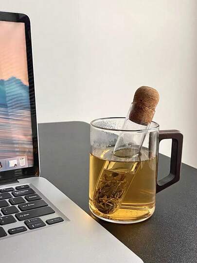 1 件高硼硅玻璃茶滤器过滤器，创意玻璃茶壶试管，适用于家庭、办公室、旅行、茶杯、分离茶和过滤茶叶，返回学校