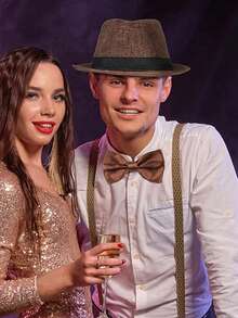 D EXCEED 3/4/5/8 件套 1920 年代咆哮年代男士帽子、领结和 Y 型吊带 – 适用于 1920 年代复古婚礼、复古地下酒吧之夜、装饰艺术主题舞会、盖茨比风格花园派对 - 彩色 - 查看 4