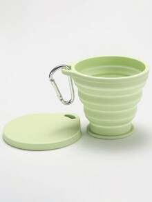 1个硅胶折叠旅行杯，带盖硅胶折叠露营杯，旅行硅胶折叠杯，伸缩杯，可重复使用可伸缩便携式饮水杯，便携式饮水杯，户外杯，运动杯，硅胶折叠杯，硅胶杯，带盖和钥匙扣的折叠杯，可轻松放入您的口袋、钱包、背包，不锈钢旅行折叠饮水器具 - 彩色 - 查看 16