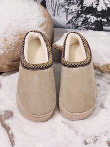 1 Paio di pantofole da donna con suola spessa e termiche, pantofole in pile antiscivolo per interni adatte per la maternità, ideali per Natale, autunno/inverno - Cachi - Visualizzare 2