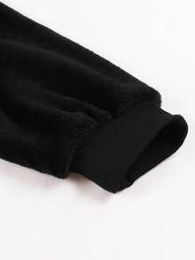 1pc Color Block Patchwork Faux Wool Pocket Hoodie Jacket, Casual Wear For Daily, Dating, Travel In Winter