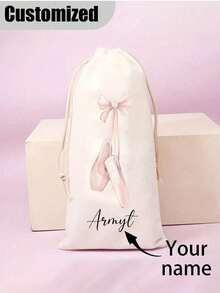 1 pezzo Borsa regalo personalizzabile per scarpe da ballo, custodia morbida per scarpe da ballo con laccio, pratica borsa con coulisse per scarpe da ballo latino, chiusura sicura, perfetta per gli appassionati di danza, eleganza per il nuovo anno