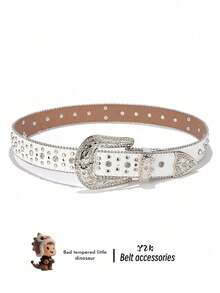 Luxurious Rhinestone Cross Metal Alloy Waist Belt, Unisex Punk Style Fashion Waist Belt, Cowboy Clothing Accessory - Multicolor - View 5