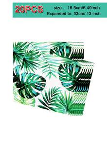 10PCS Tropical Paper Tray 7 "/9" Palm Leaf Tray Tropical Party Supplies, Hawaiian Party Tray Jungle Palm Leaf Tray Disposable Paper Food Tray 9OZ Cup And Napkin Shower Hawaiian Banquet Supplies - Multicolor - View 13
