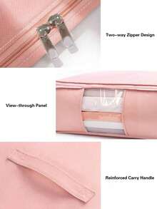 1/3pcs Plain Quilt Storage Bag,Comforter Storage Bag - Folding Organizer Bag For King/Queen Comforters, Pillows, Blankets, Bedding/Quilt, Blanket, Duvet, Mothproof Space Saver; Large Collapsible Organizers, Decorations Autumn Decor Festival Decor Room Decor Home Decor Bedroom Decor, Pink Closet Organization And Storage Clothes Organizer