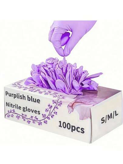 100/50/4pcs Purple, Disposable Nitrile Gloves, Hair Removal, Fingertip Design, Kitchen Cleaning Tool, Mother's Gift, Protects Mother's Hands, A Kitchen Essential, Christmas Cleaning Tool Cheap Powder-Free Latex-Free Gloves