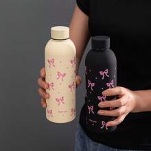 1pc 17oz/500ml Stainless Steel Double Wall Vacuum Insulated Water Bottle With Bowknot Design, Suitable For Travel, Gym, Outdoor Sports, Coffee Cup, Car Cup, All-Season Beverage Cup, Birthday, Holiday Gift - Multicolor - View 4