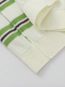 Balabala 2026 Spring/Autumn New Tween Boy Striped Crew Neck Casual Loose Knit Sweater - White Green Tone - View 7