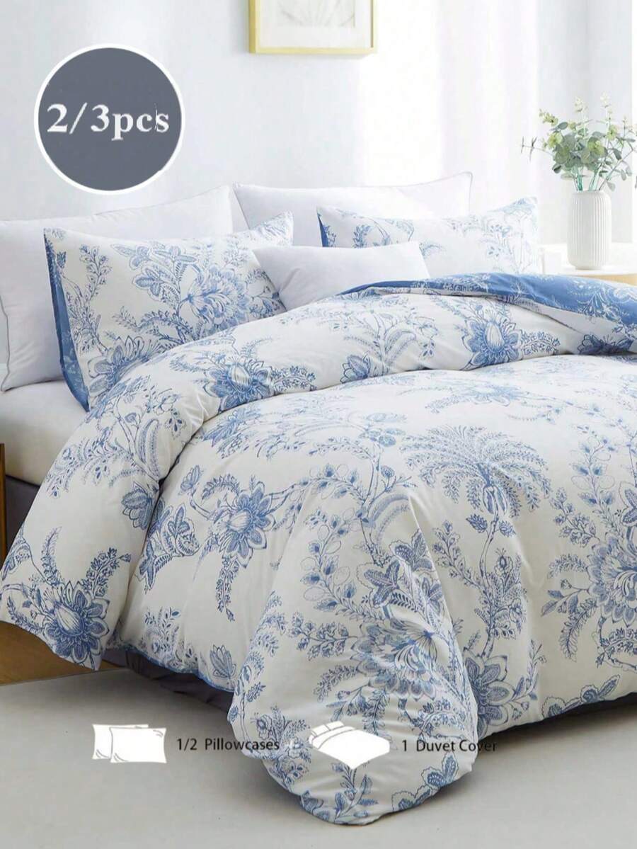 Brushed Microfiber White Boho Pattern Printed Bedding Duvet Cover Set, Includes Duvet Cover + Pillowcase, Dorm Bedding Back To School Bedding